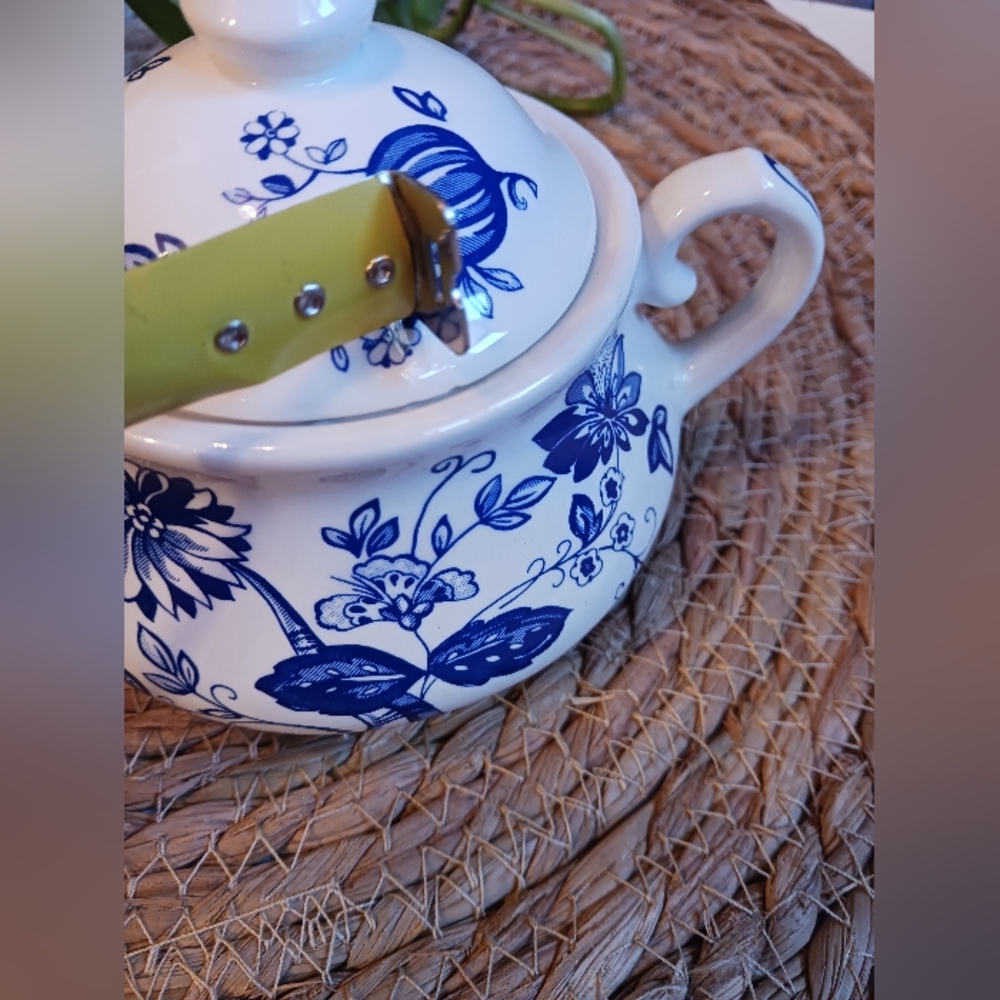 Vintage Blue Nordic Blue Onion Ironstone Lidded Sugar Bowl 1960s J&G Meakin - Picture 11 of 11